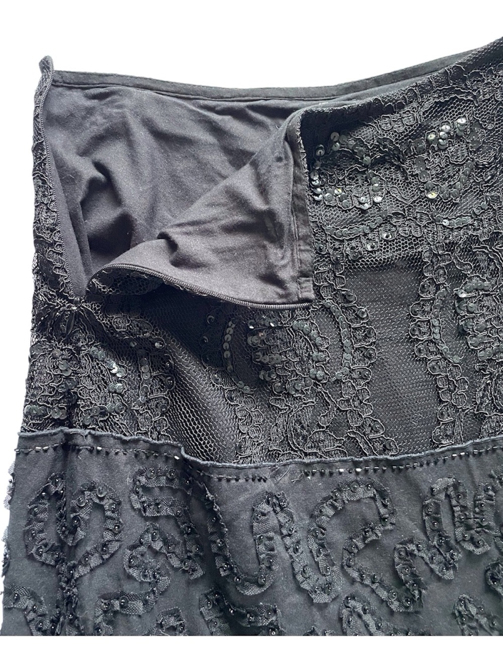 Lillie Rubin Black Sequin Lace Maxi Women's Skirt, 2 - Picture 5 of 11